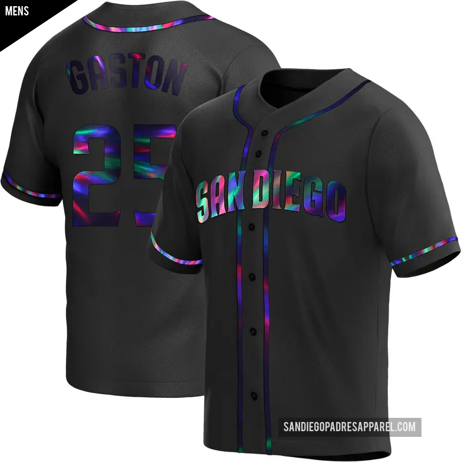 Men's San Diego Padres ＃25 Cito Gaston Replica Black Holographic Alternate Jersey