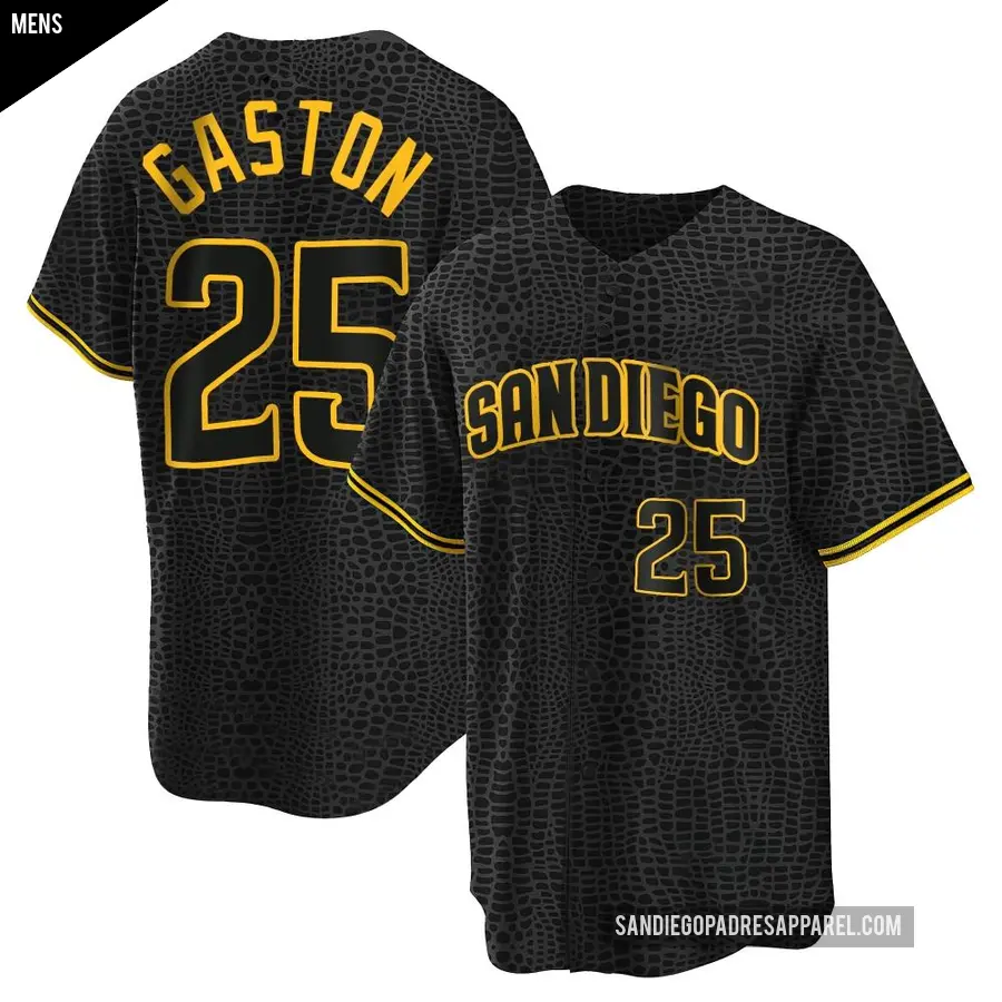 Men's San Diego Padres ＃25 Cito Gaston Replica Black Snake Skin City Jersey