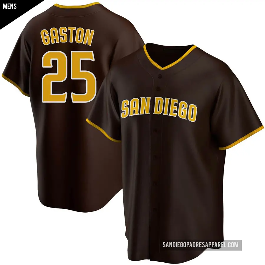 Men's San Diego Padres ＃25 Cito Gaston Replica Brown Road Jersey