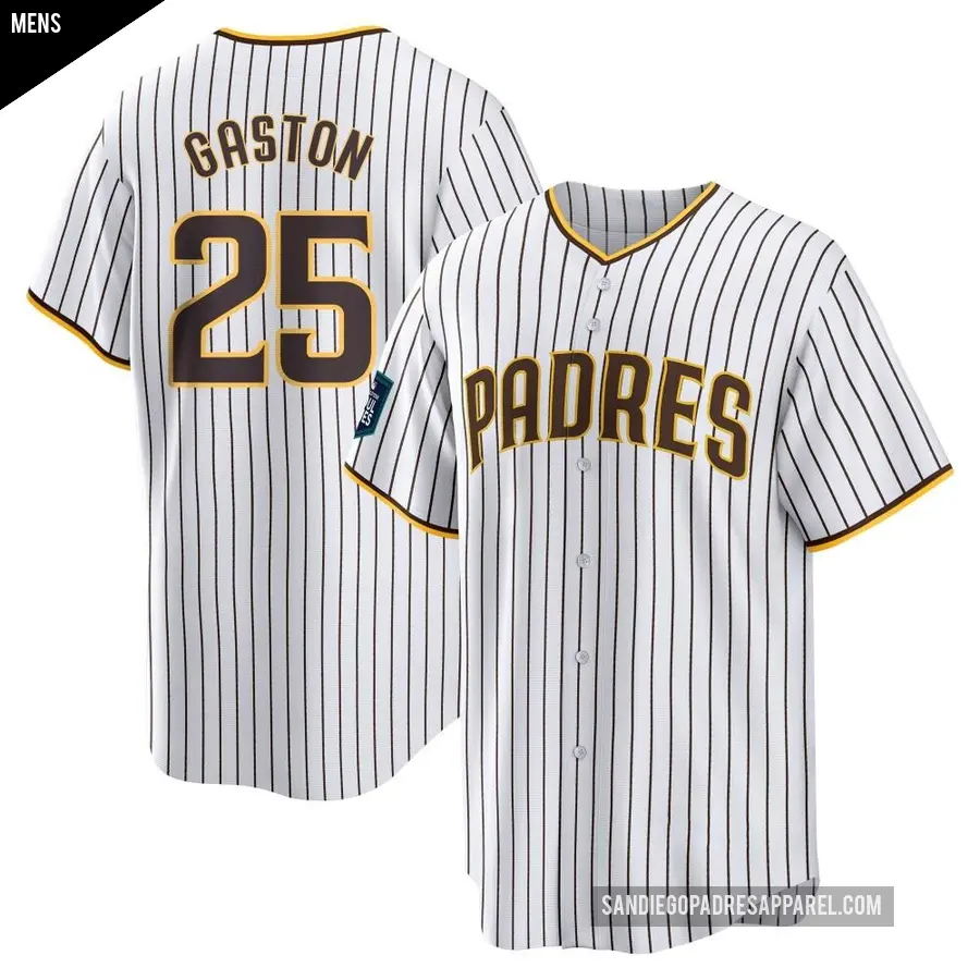 Men's San Diego Padres ＃25 Cito Gaston Replica White 2024 World Tour Seoul Series Home Jersey