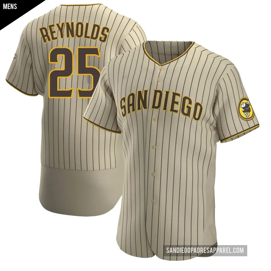 Men's San Diego Padres ＃25 Sean Reynolds Authentic Brown Tan/ Alternate Jersey