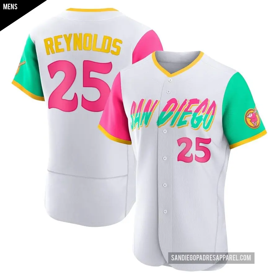 Men's San Diego Padres ＃25 Sean Reynolds Authentic White 2022 City Connect Jersey