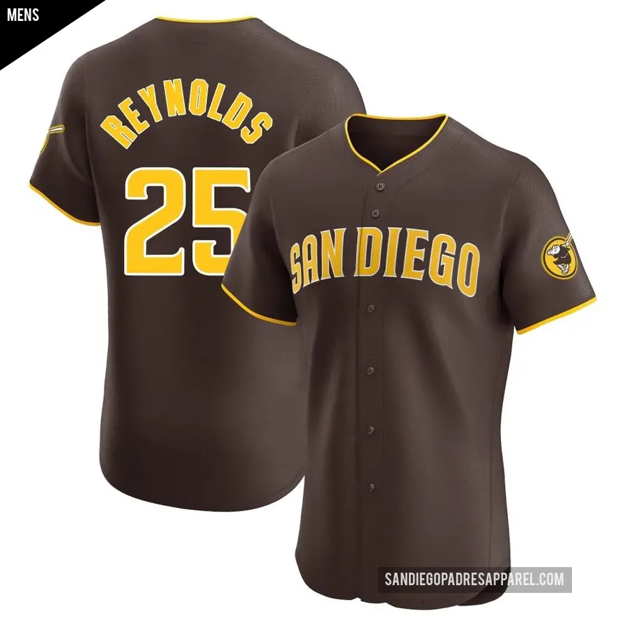 Men's San Diego Padres ＃25 Sean Reynolds Elite Brown Road Vapor Premier Jersey