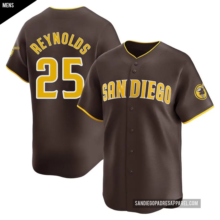 Men's San Diego Padres ＃25 Sean Reynolds Limited Brown Away Jersey