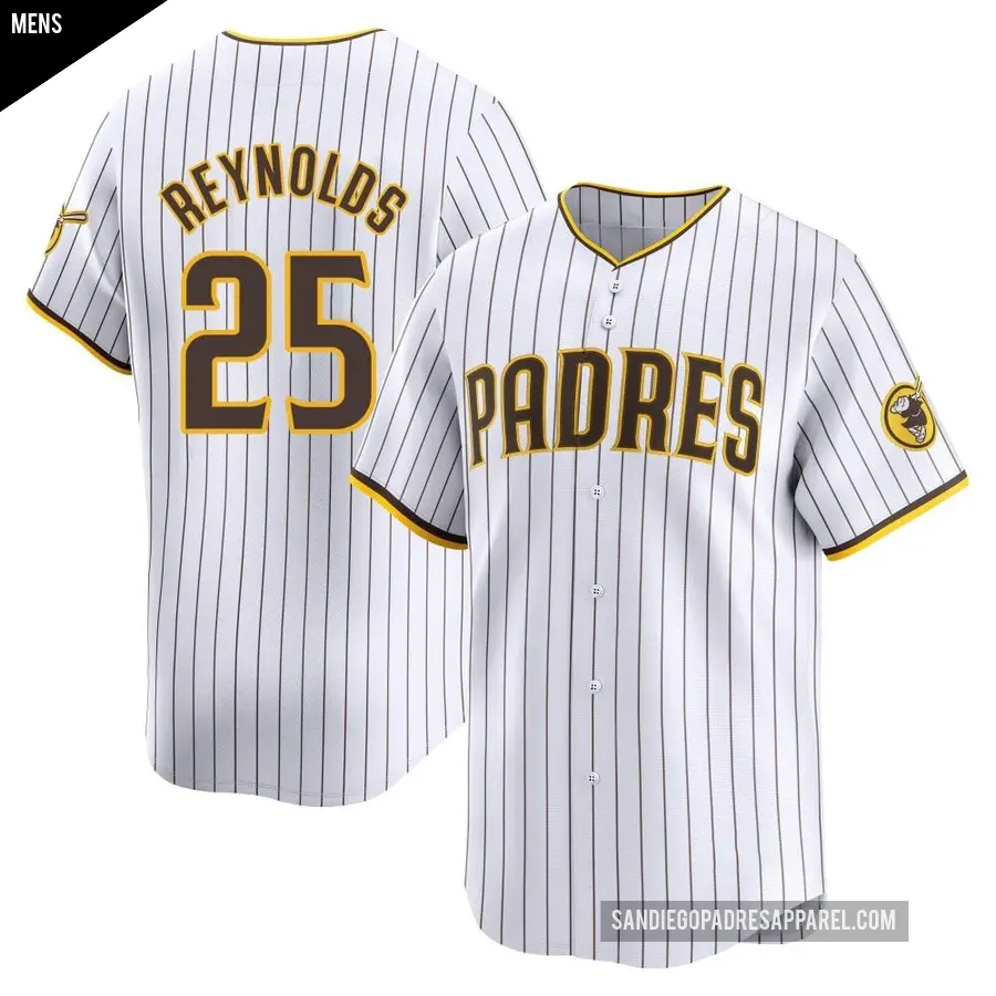 Men's San Diego Padres ＃25 Sean Reynolds Limited White Home Jersey