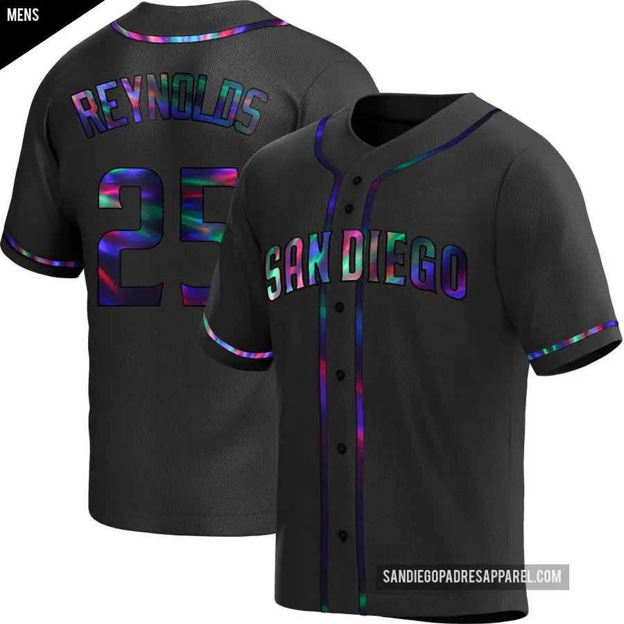 Men's San Diego Padres ＃25 Sean Reynolds Replica Black Holographic Alternate Jersey