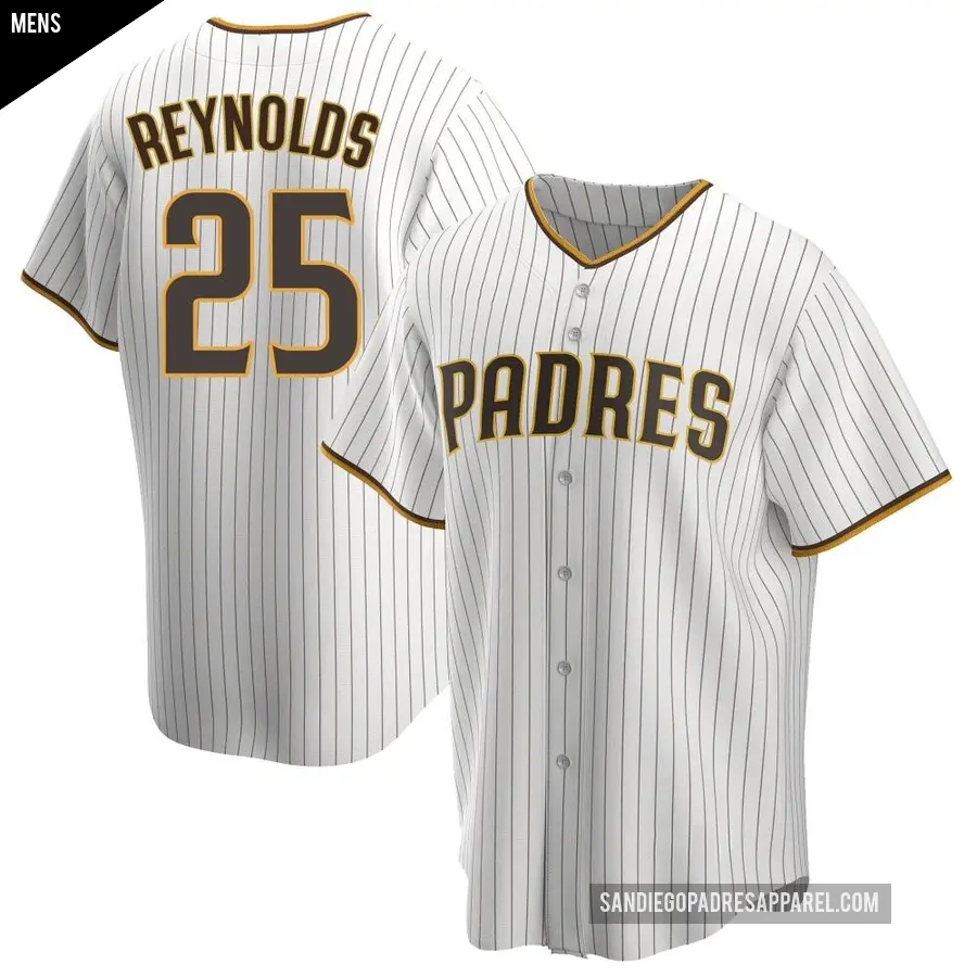 Men's San Diego Padres ＃25 Sean Reynolds Replica White /Brown Home Jersey