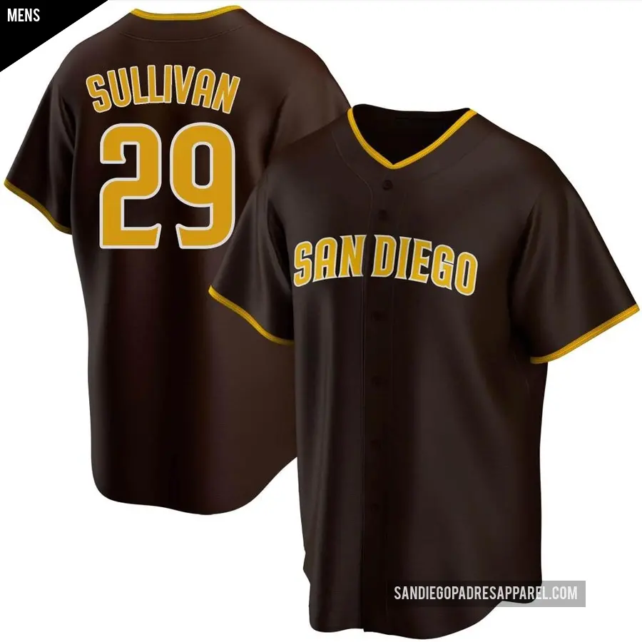 Men's San Diego Padres ＃29 Brett Sullivan Replica Brown Road Jersey