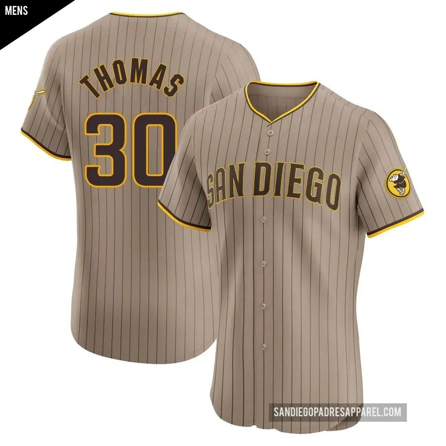 Men's San Diego Padres ＃30 Derrel Thomas Elite Brown Alternate Jersey