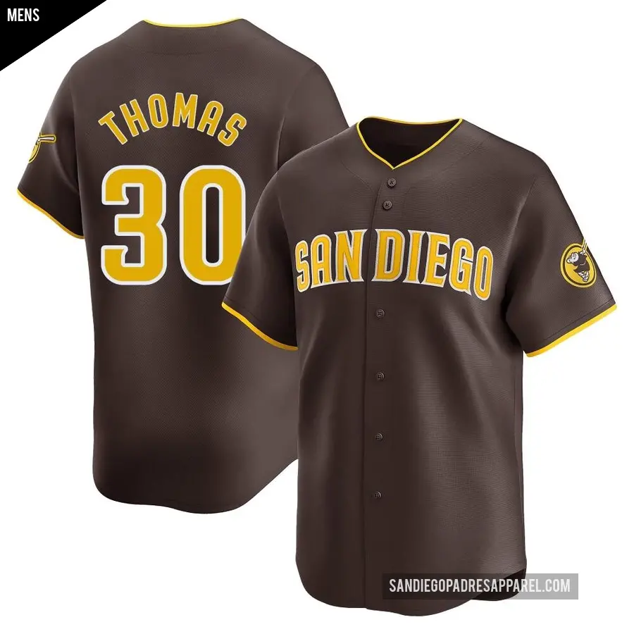 Men's San Diego Padres ＃30 Derrel Thomas Limited Brown Away Jersey