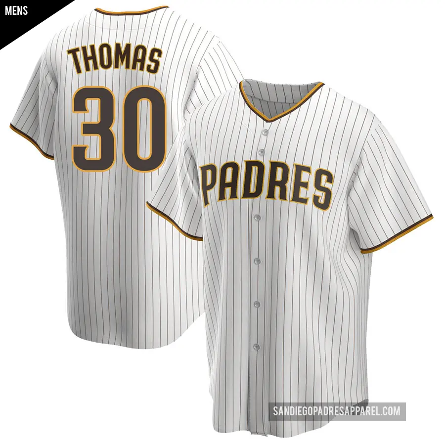 Men's San Diego Padres ＃30 Derrel Thomas Replica White /Brown Home Jersey