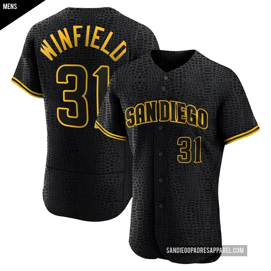 Men's San Diego Padres ＃31 Dave Winfield Authentic Black Snake Skin City Jersey