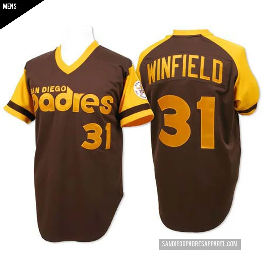 Men's San Diego Padres ＃31 Dave Winfield Authentic Brown Throwback Jersey