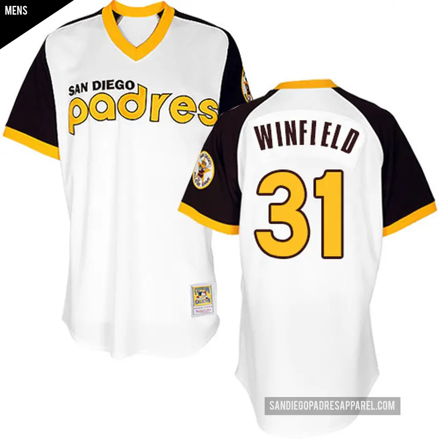 Men's San Diego Padres ＃31 Dave Winfield Authentic White Throwback Jersey