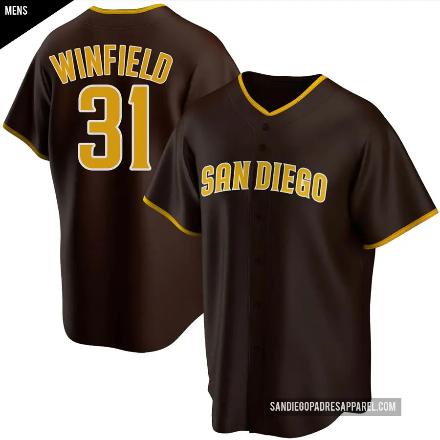 Men's San Diego Padres ＃31 Dave Winfield Replica Brown Road Jersey