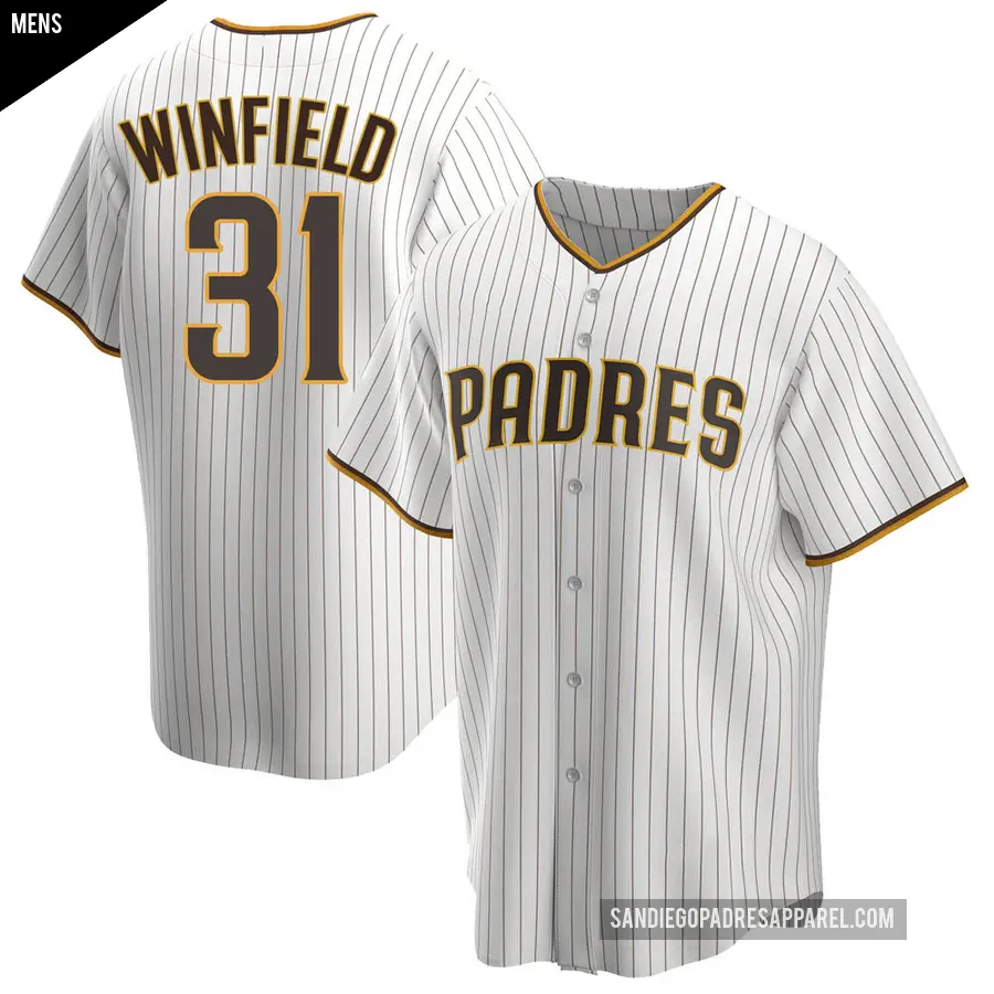 Men's San Diego Padres ＃31 Dave Winfield Replica White /Brown Home Jersey