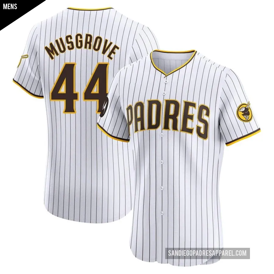 Men's San Diego Padres ＃44 Joe Musgrove Elite White Home Patch Jersey