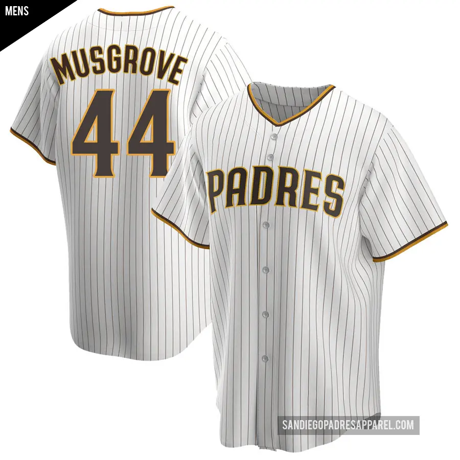 Men's San Diego Padres ＃44 Joe Musgrove Replica White /Brown Home Jersey