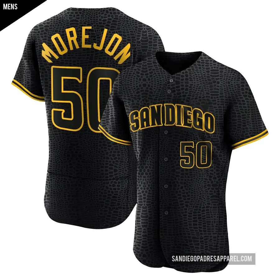 Men's San Diego Padres ＃50 Adrian Morejon Authentic Black Snake Skin City Jersey