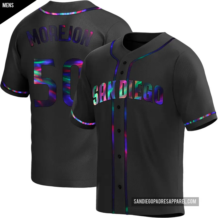 Men's San Diego Padres ＃50 Adrian Morejon Replica Black Holographic Alternate Jersey