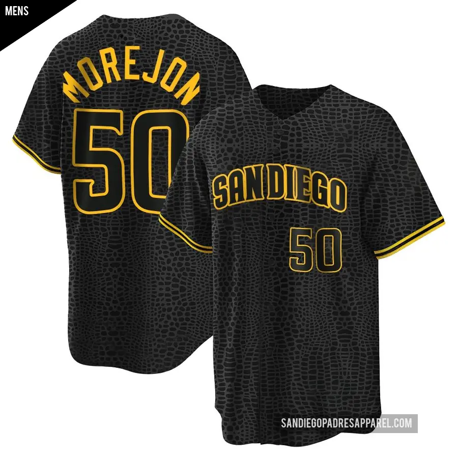 Men's San Diego Padres ＃50 Adrian Morejon Replica Black Snake Skin City Jersey