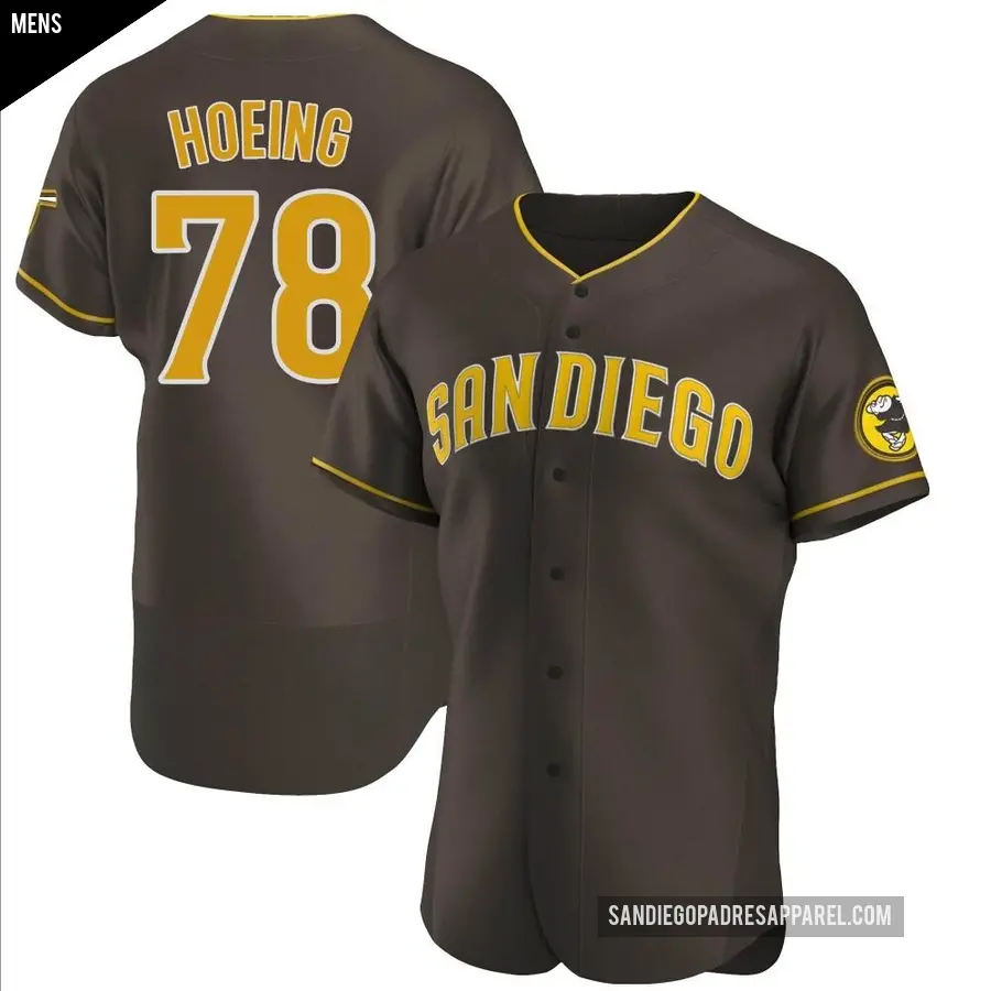 Men's San Diego Padres ＃78 Bryan Hoeing Authentic Brown Road Jersey