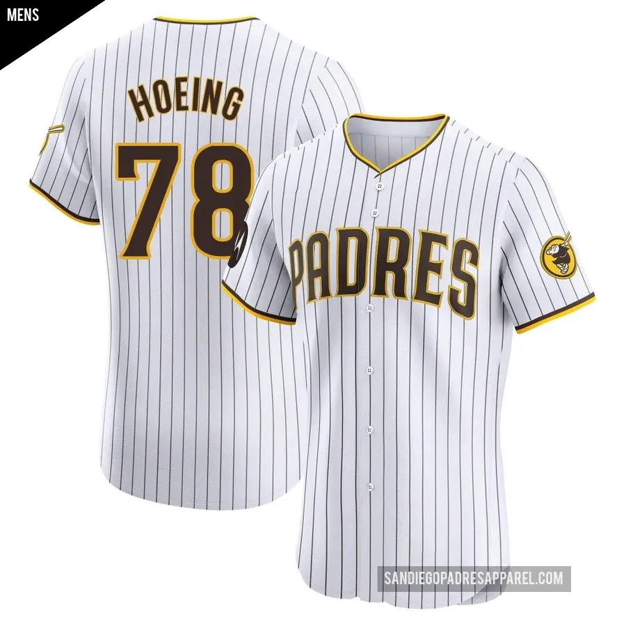 Men's San Diego Padres ＃78 Bryan Hoeing Elite White Home Patch Jersey