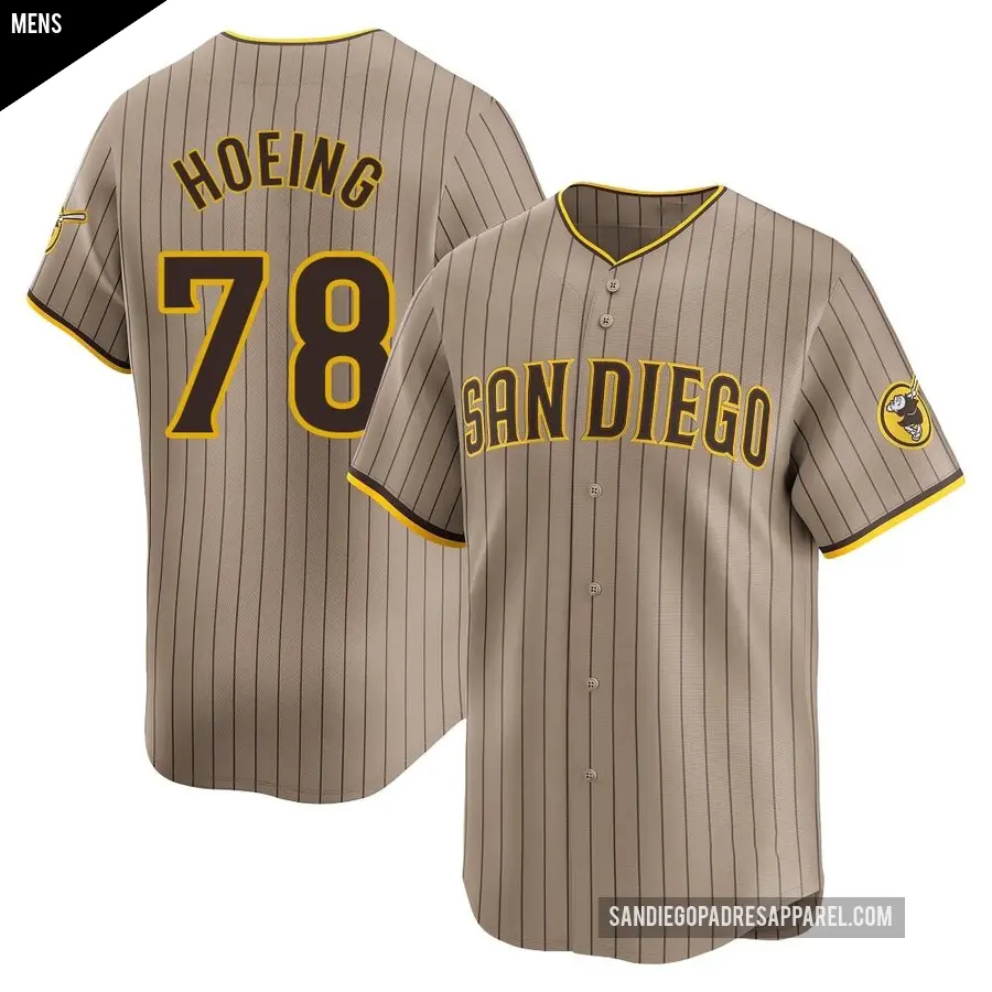 Men's San Diego Padres ＃78 Bryan Hoeing Limited Tan Alternate Jersey