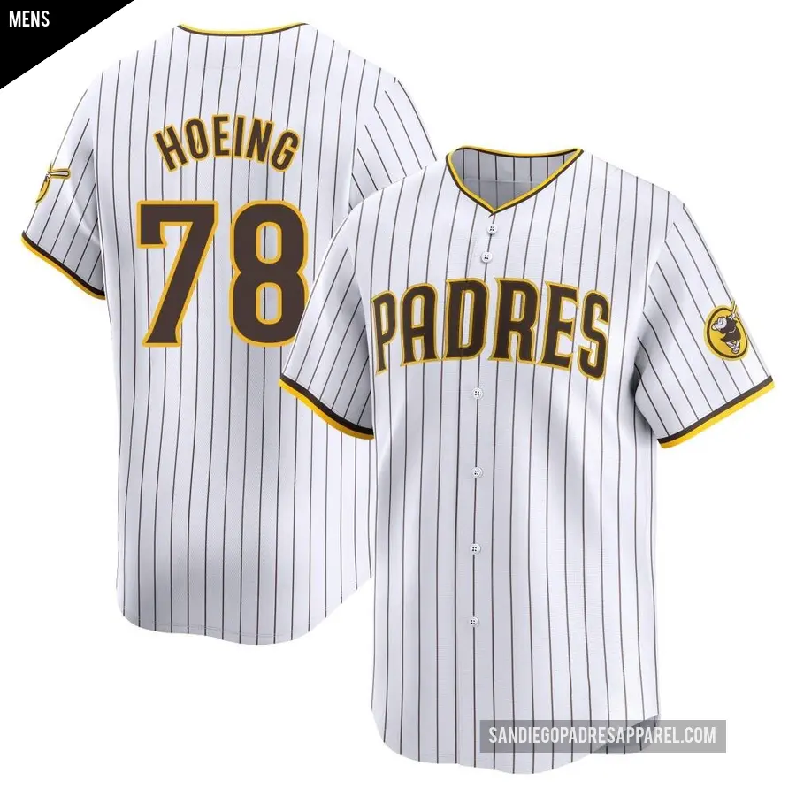 Men's San Diego Padres ＃78 Bryan Hoeing Limited White Home Jersey