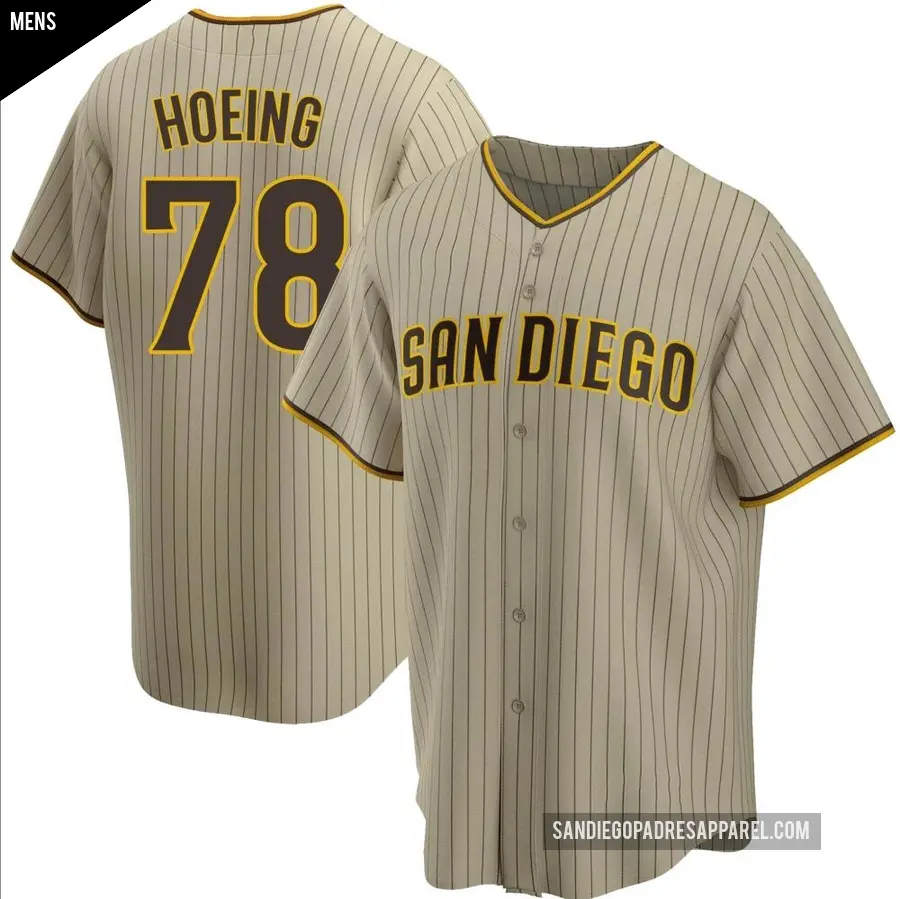 Men's San Diego Padres ＃78 Bryan Hoeing Replica Brown Sand/ Alternate Jersey