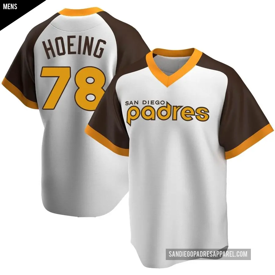 Men's San Diego Padres ＃78 Bryan Hoeing Replica White Home Cooperstown Collection Jersey