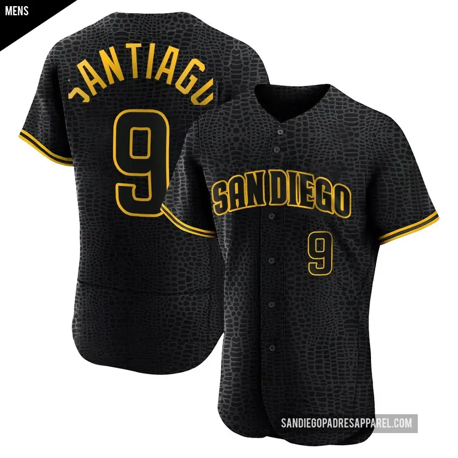 Men's San Diego Padres ＃9 Benito Santiago Authentic Black Snake Skin City Jersey