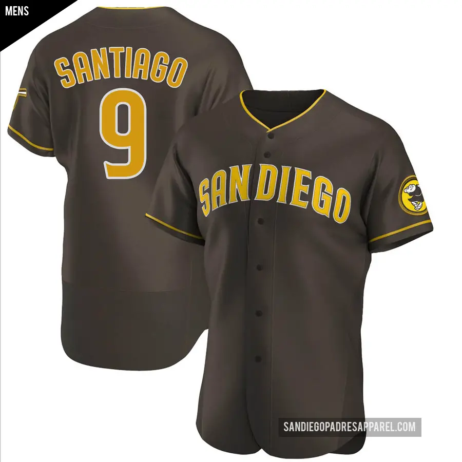 Men's San Diego Padres ＃9 Benito Santiago Authentic Brown Road Jersey