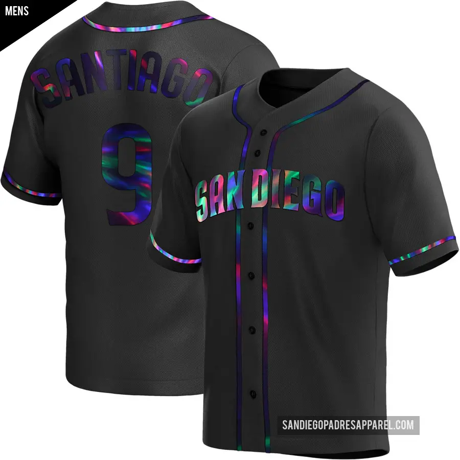 Men's San Diego Padres ＃9 Benito Santiago Replica Black Holographic Alternate Jersey