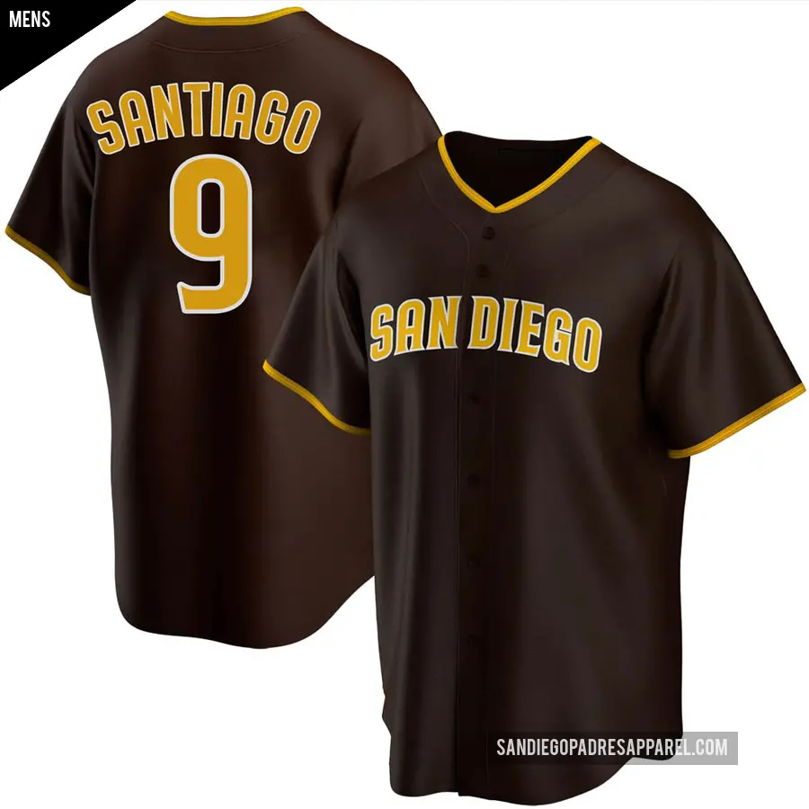 Men's San Diego Padres ＃9 Benito Santiago Replica Brown Road Jersey