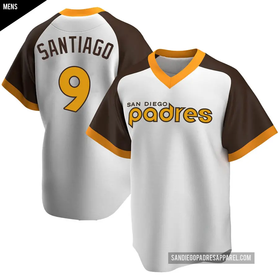 Men's San Diego Padres ＃9 Benito Santiago Replica White Home Cooperstown Collection Jersey