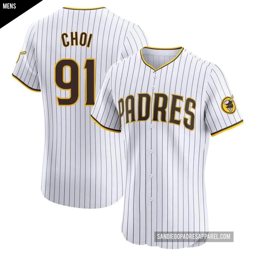 Men's San Diego Padres ＃91 Ji Man Choi Elite White Home Jersey