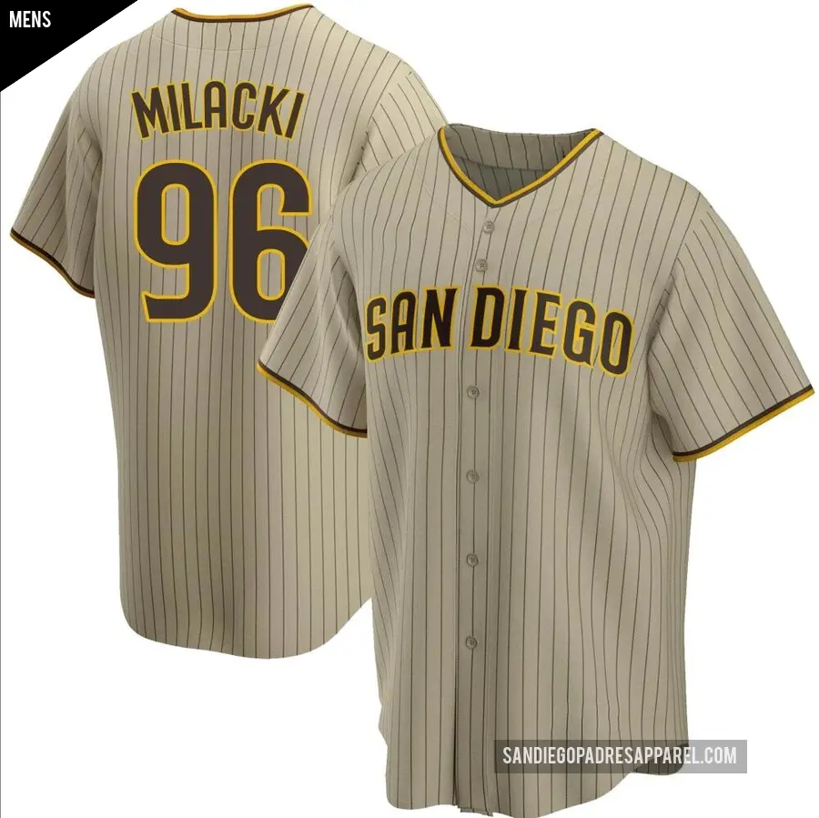 Men's San Diego Padres ＃96 Bobby Milacki Replica Brown Sand/ Alternate Jersey