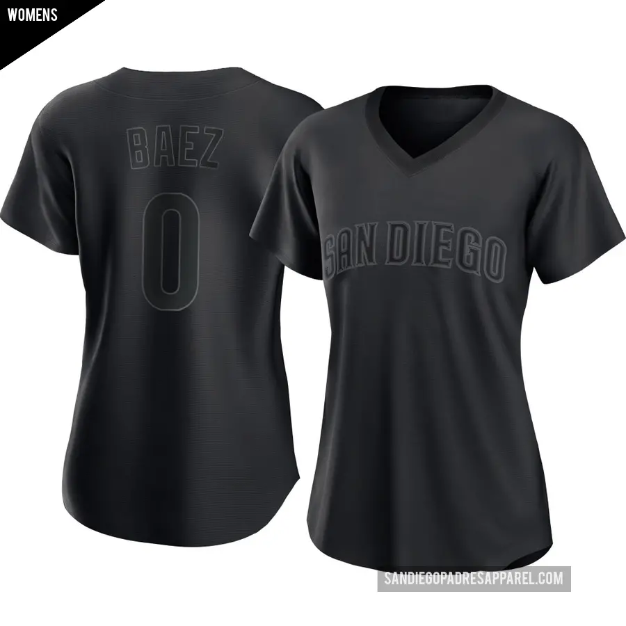 Women's San Diego Padres ＃0 Henry Baez Authentic Black Pitch Fashion Jersey