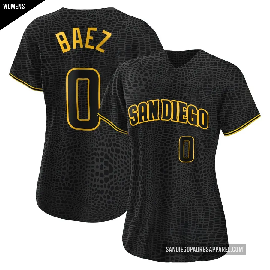 Women's San Diego Padres ＃0 Henry Baez Replica Black Snake Skin City Jersey