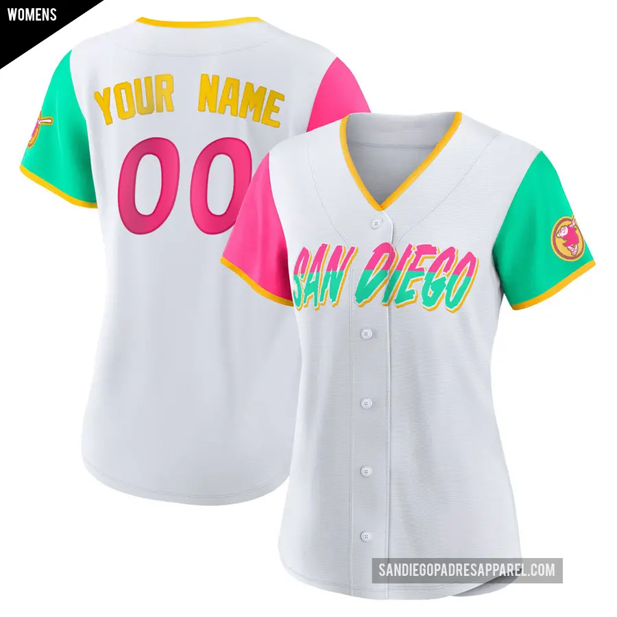 Women's San Diego Padres ＃00 Custom Authentic White 2022 City Connect Jersey