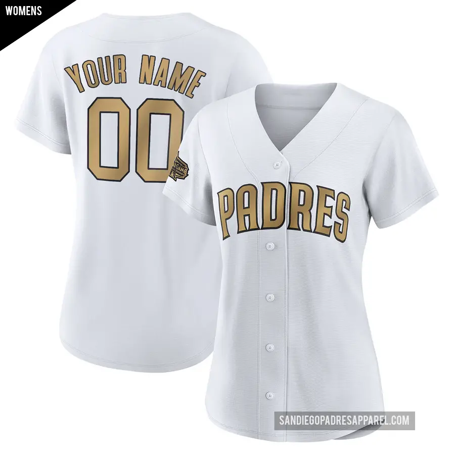 Women's San Diego Padres ＃00 Custom Game White Authentic 2022 All-Star Jersey