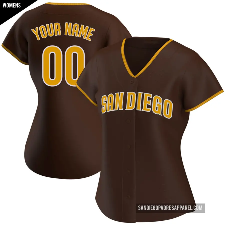 Women's San Diego Padres ＃00 Custom Replica Brown Road Jersey