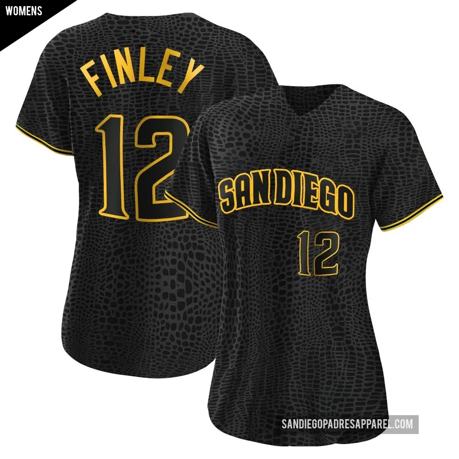 Women's San Diego Padres ＃12 Steve Finley Authentic Black Snake Skin City Jersey