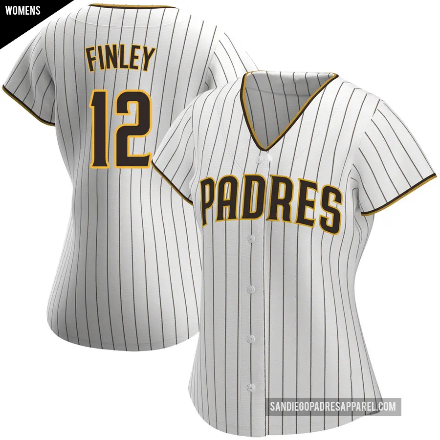 Women's San Diego Padres ＃12 Steve Finley Authentic White /Brown Home Jersey