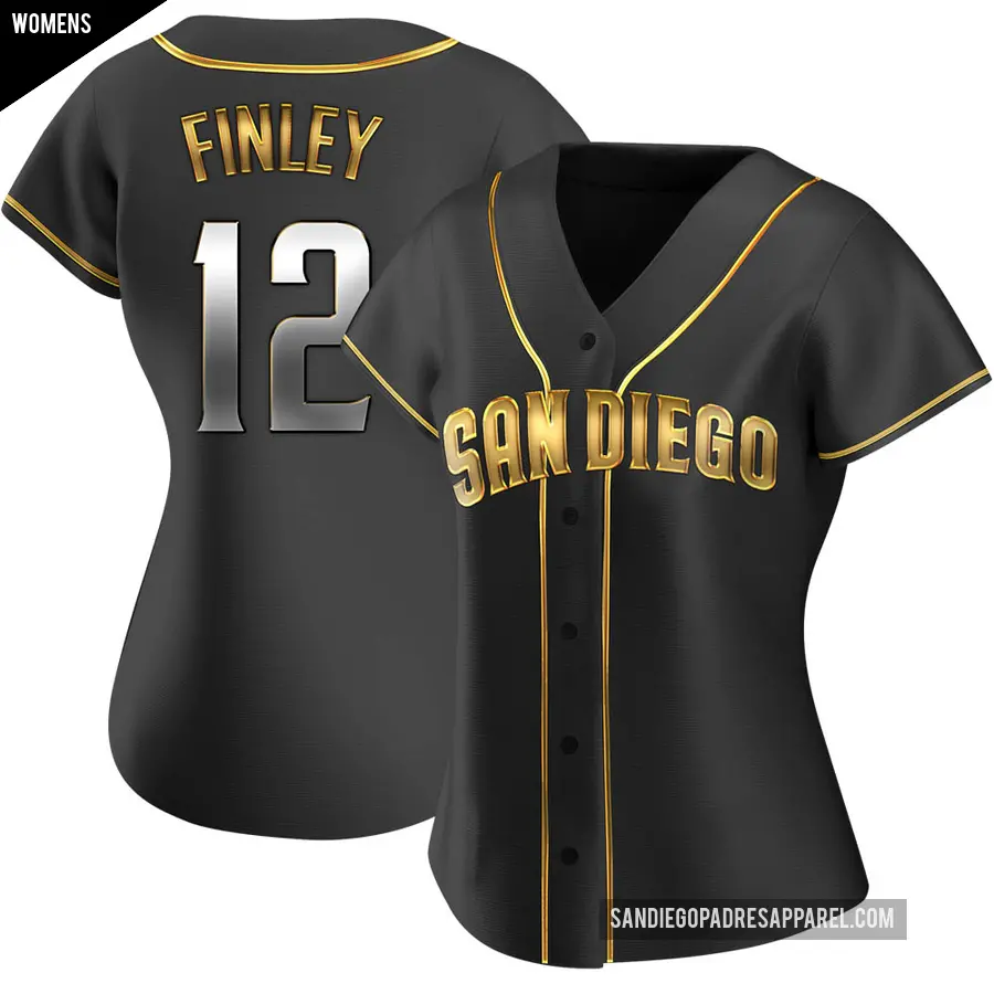 Women's San Diego Padres ＃12 Steve Finley Replica Gold Black en Alternate Jersey