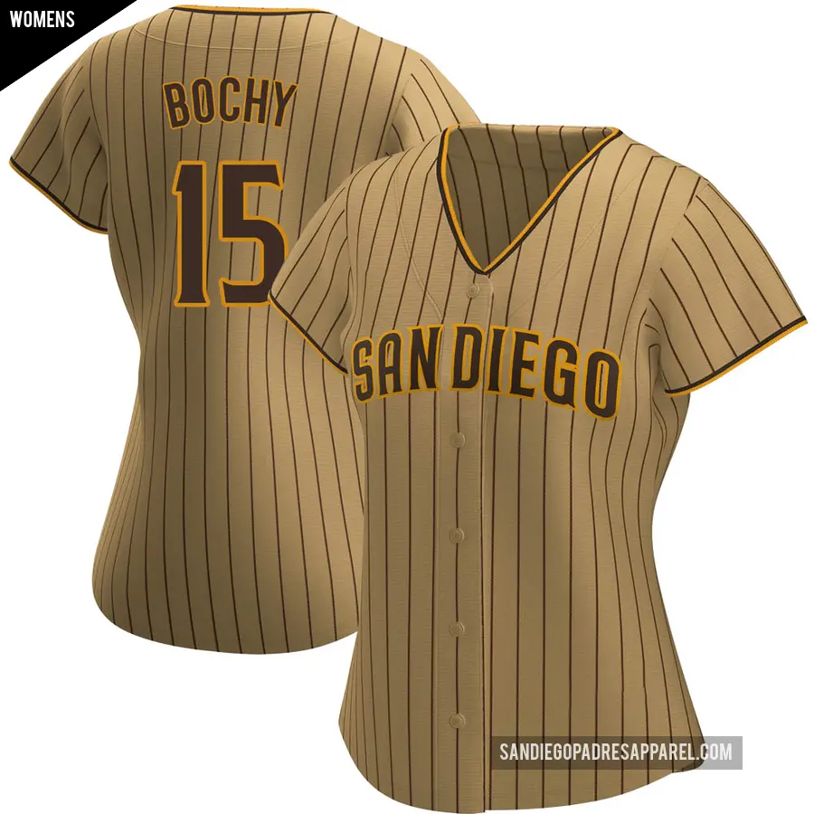 Women's San Diego Padres ＃15 Bruce Bochy Replica Brown Tan/ Alternate Jersey