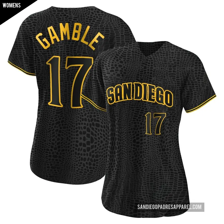 Women's San Diego Padres ＃17 Oscar Gamble Authentic Black Snake Skin City Jersey