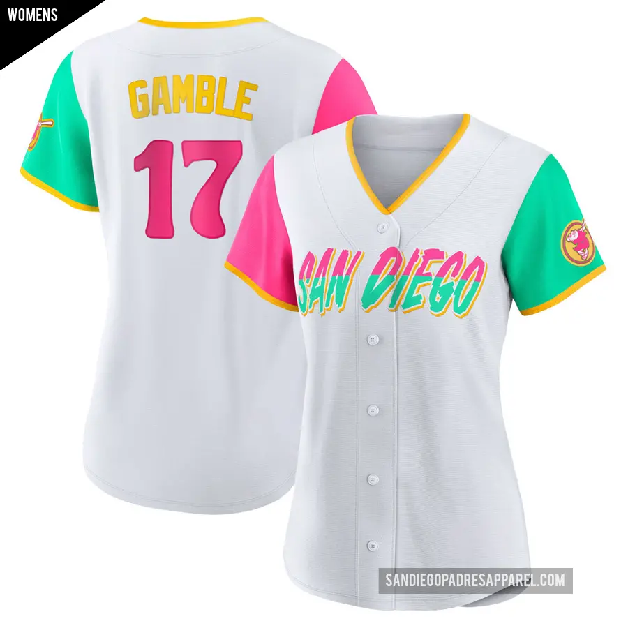 Women's San Diego Padres ＃17 Oscar Gamble Authentic White 2022 City Connect Jersey