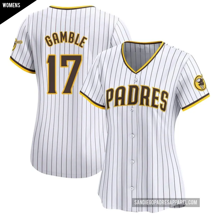 Women's San Diego Padres ＃17 Oscar Gamble Limited White Home Jersey